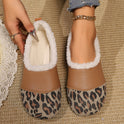 Fashion Leopard Plush Flats Shoes For Women Retro Round Toe Soft Sole Slip-on Loafers Shoes