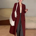 High-grade Red Mid-length Suit Woolen Coat For Women