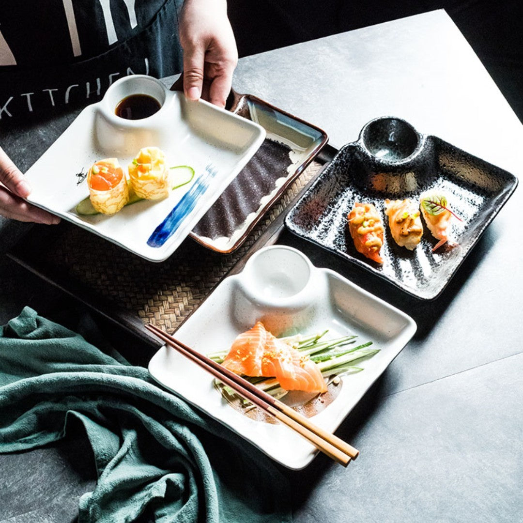 Japanese Creative Ceramic Dumpling Special Plate Comes With Vinegar Plate