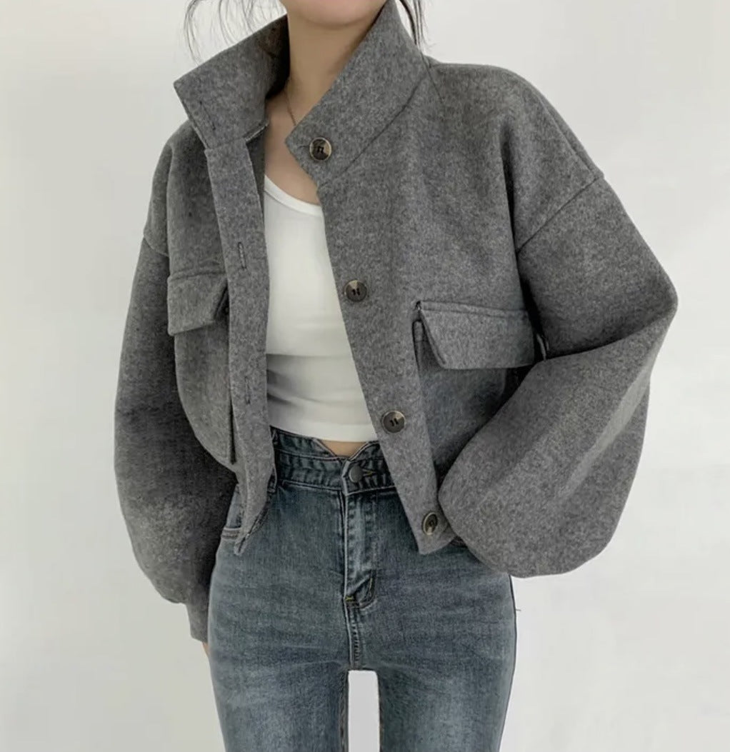 Short Idle Style Loose Casual Woolen Woolen Coat