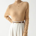 French Knitwear Women's Sweater New Apricot Color Long Sleeve