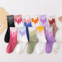 Men's And Women's Fashionable Warm Color Matching Mid-calf Socks