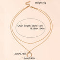 Moon Pendant Double-layer Necklace For Women Exaggerated And Personalized