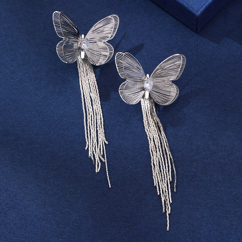 Butterfly Tassel Niche Creative Stud Earrings