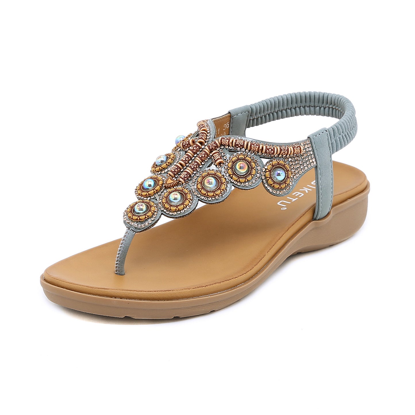 Women's Bohemian-style Beaded Rhinestone Buckle Sandals