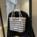 Popular One Shoulder New Simple Plaid Tote