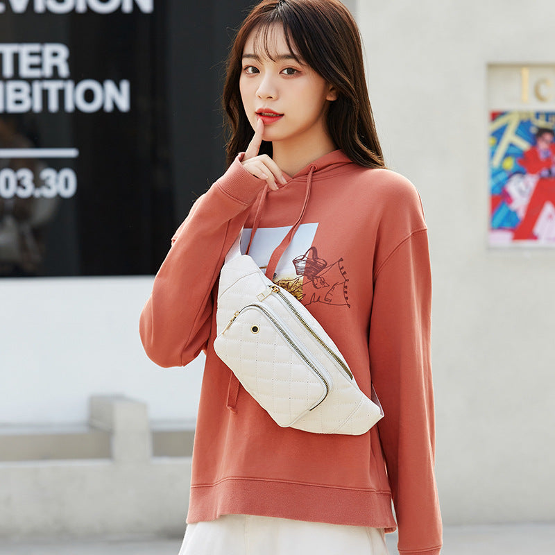 New Women's Fashion Embroidered Crossbody Bag Casual Rhombus Pu Pocket