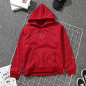 Love Embroidery Hooded Pullover Plus Fleece Sweater Fashion