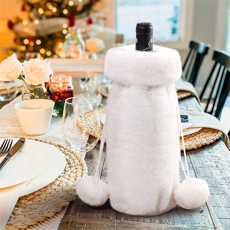 Christmas Solid Color Plush Decorative Bottle Cap