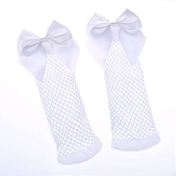 Female Lace-up Bow Fishnet Socks