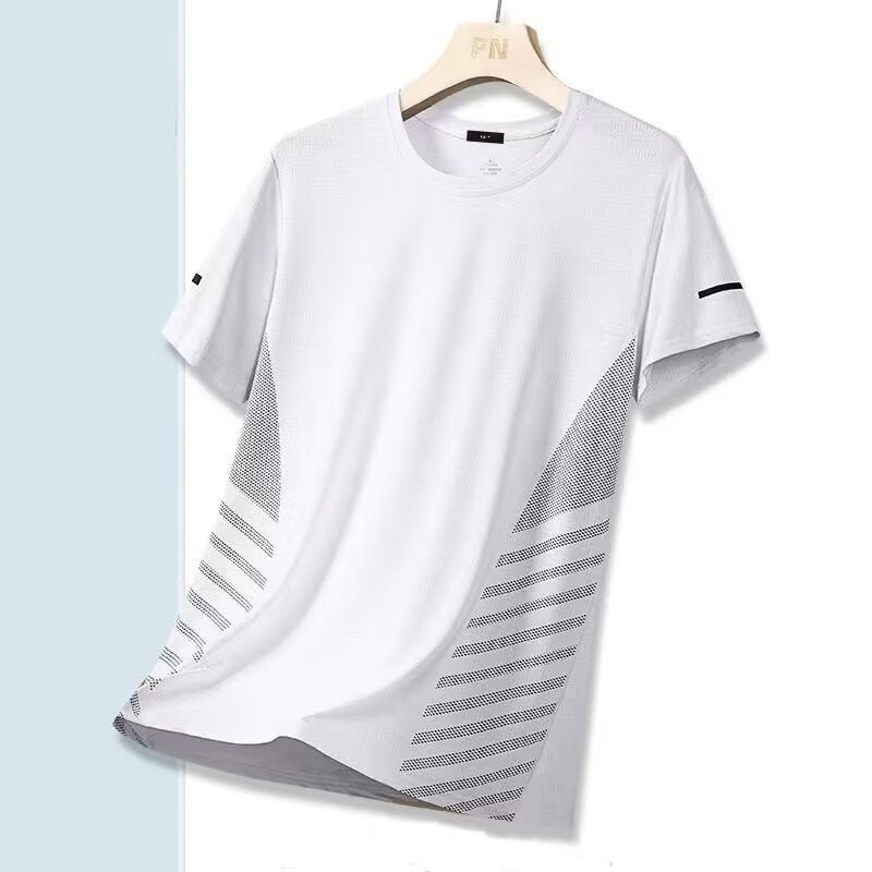 Ice Silk T-shirt Men's Round Neck Quick-drying Clothes Short Sleeve Thin Breathable