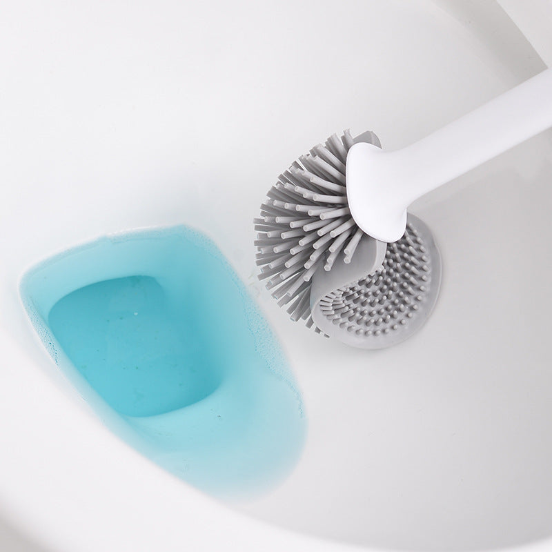 Creative Detachable Handle Multi-functional No Dead Angle TPR Soft Glue Toilet Cleaning Brush With Base Set