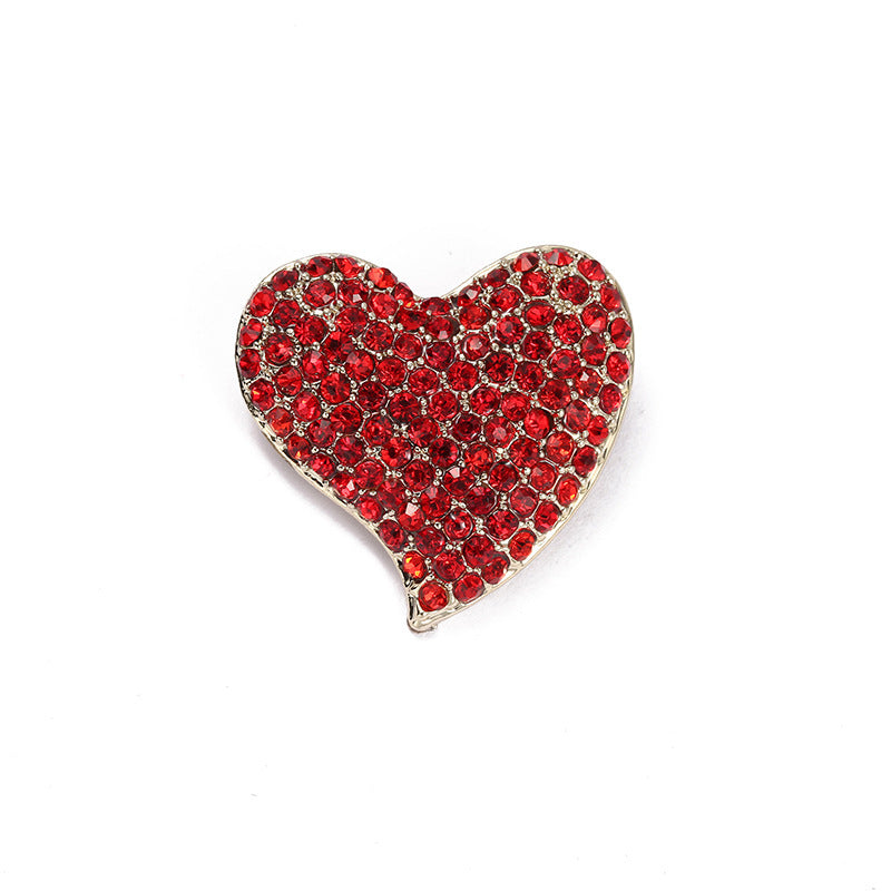 Women's Heart-shaped Diamond Brooch Vintage Rhinestone Pin