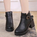 Belt Buckle Non-slip Short Tube Women's Boots Waterproof Platform