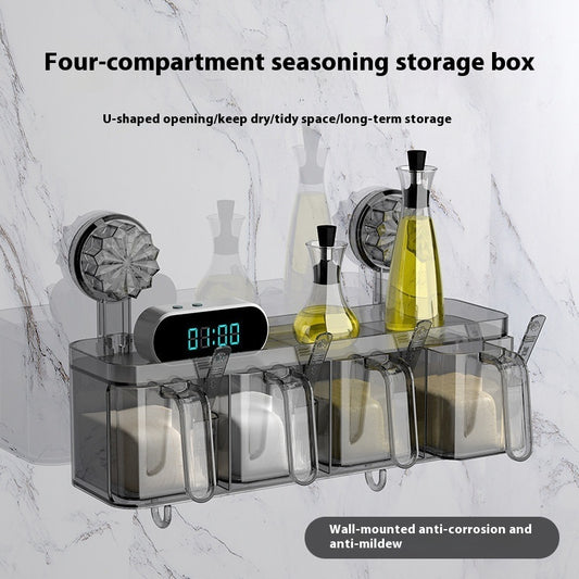 Light Luxury Kitchen Wall Hanging Transparent Seasoning Box Punch-free Dustproof Moisture-proof