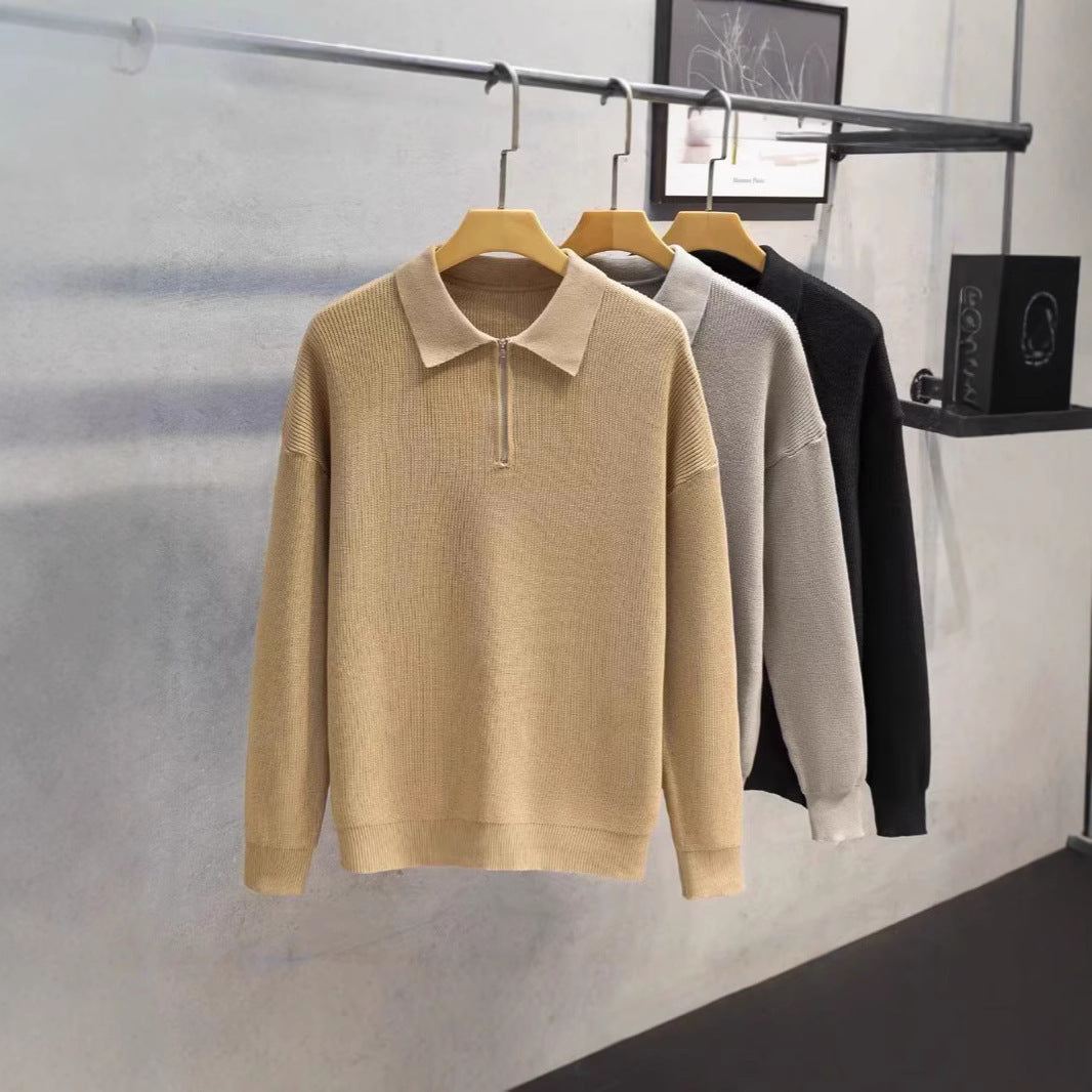 Polo Collar Slim Fit All-matching Base Sweater