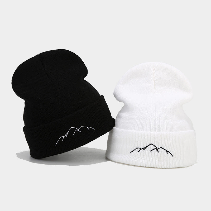 Peak Embroidery Sleeve Cap Trendy Outdoor Fashion Personalized Warm Keeping Beanie Hat