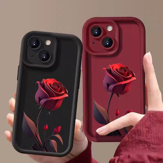 Red Rose Phone Case For Personality Frosted Silicone Drop-resistant 1