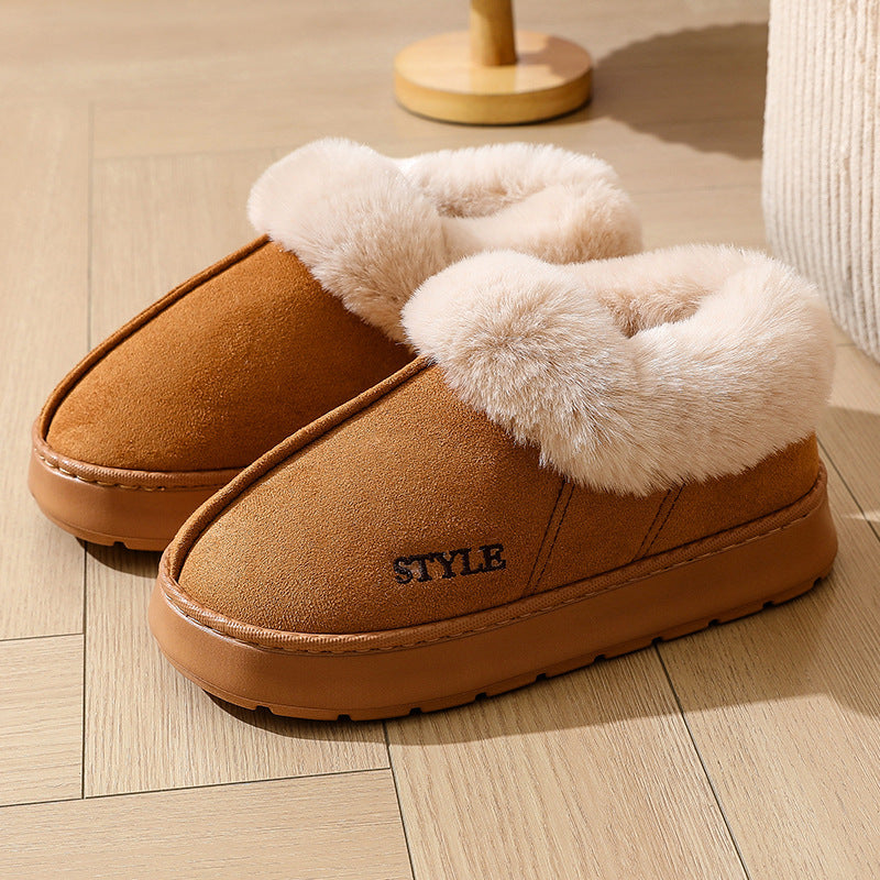 New Suede Cotton Slippers Warm Non-slip Snow Boots