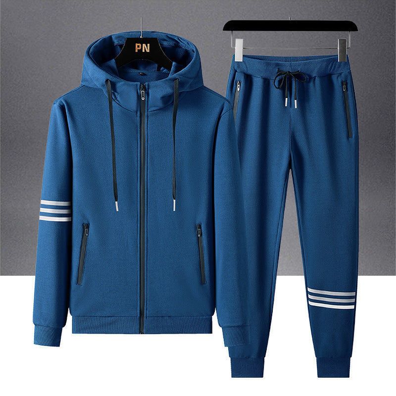 Men's Casual Sports Pure Cotton Hooded Sweater Trousers Two-piece Set