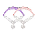 Shiny Rhinestone Pet Suede Soft Love Love Diamond Cat Collar