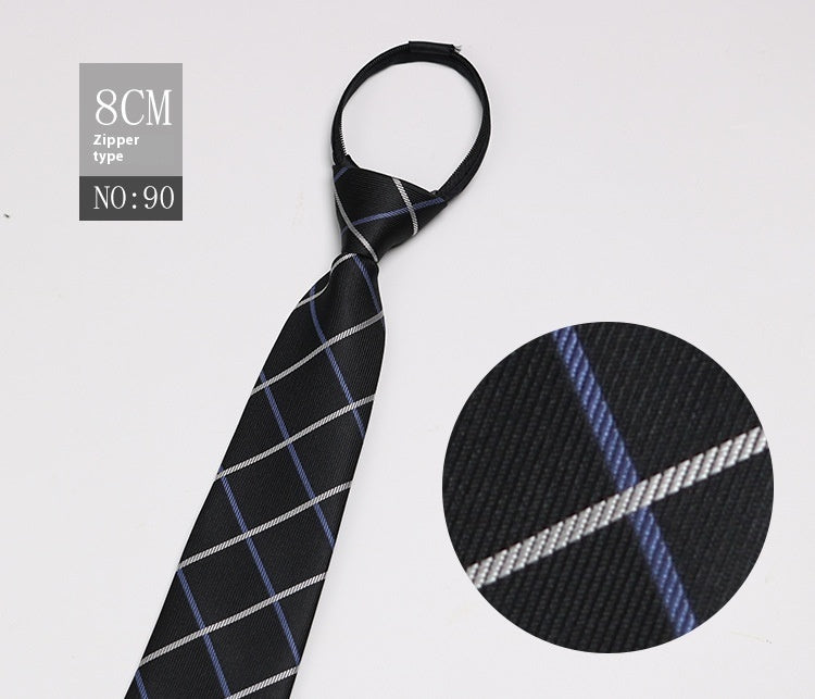 Black Men's Tie Striped Blue Business Tie Lazy Zip Tie In Stock Wholesale Pull Peels