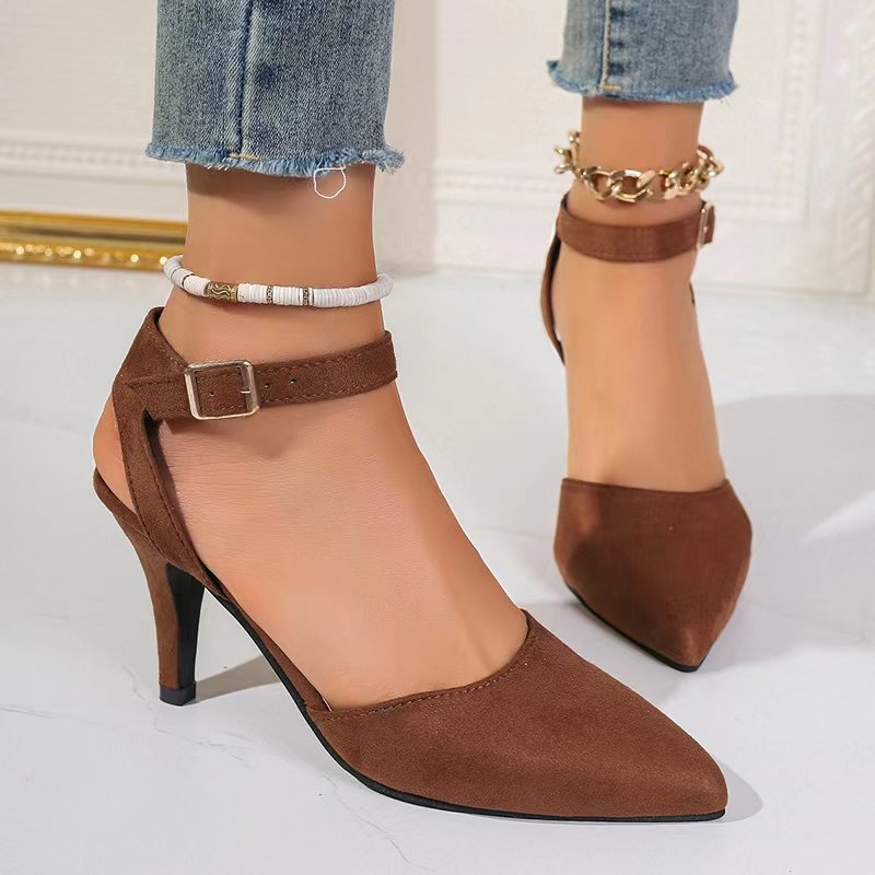 Pointed-toe Square Buckle Shoes High Heels Fashion