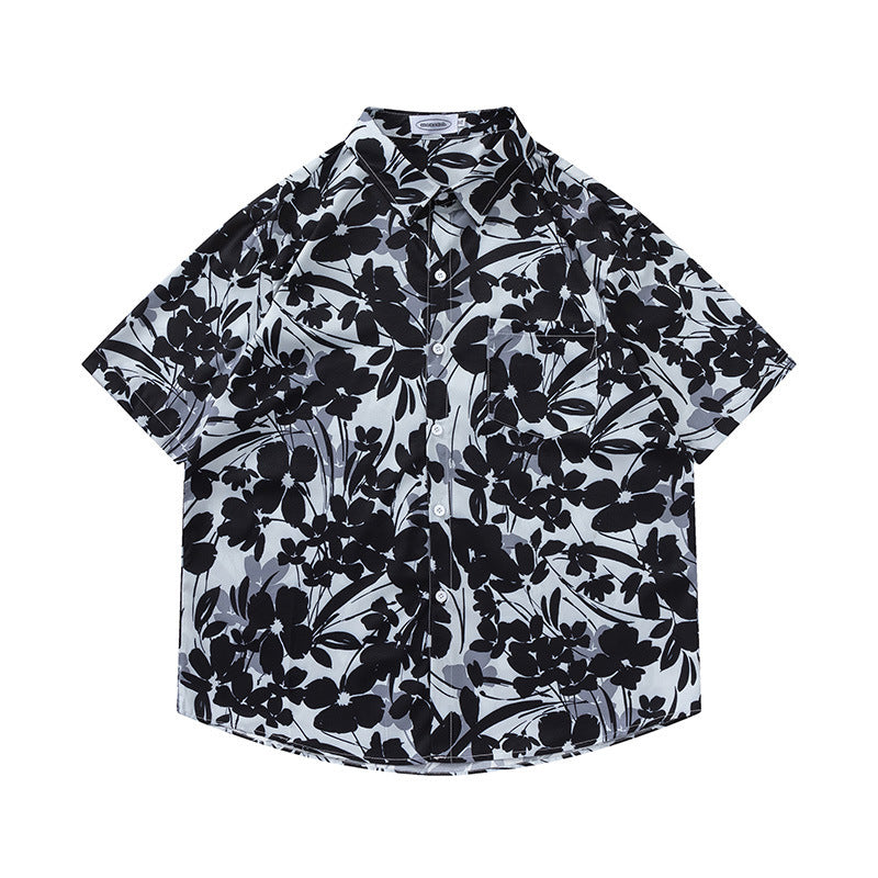 Retro Printed Shirt Short Sleeve Loose Design