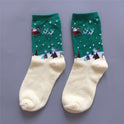 Christmas White Background Women's Mid-calf Length Sock Snowman Elk Socks