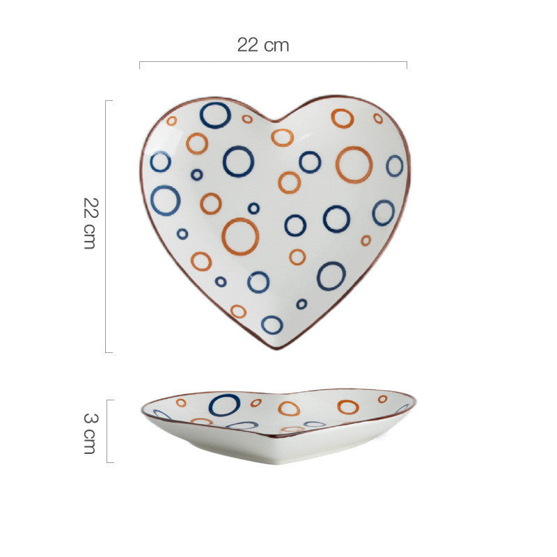 Hand Painted Bakeware Heart Shaped Plate Square Dumpling Plate