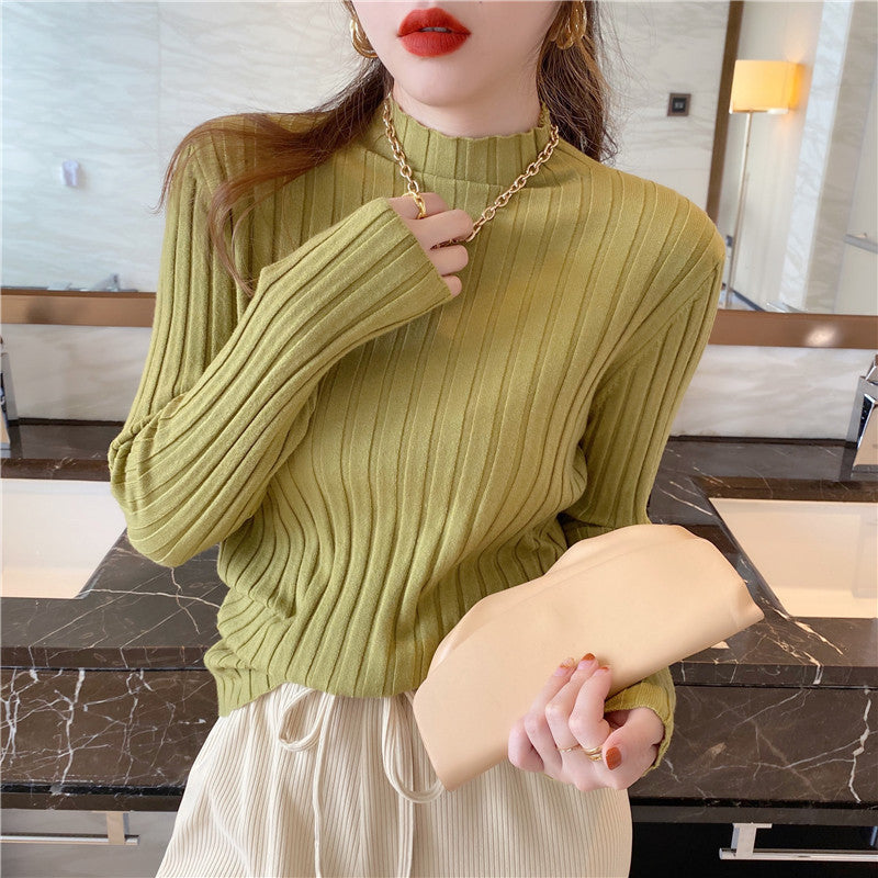 Sunken Stripe Half Turtleneck Bottoming Shirt Ladies