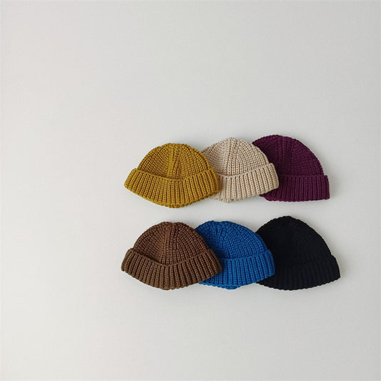 Solid Color Curling Baby Knitted Sleeve Cap