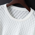 Men's Knitted Half Neck Hollow Short Sleeve Cotton T-shirt