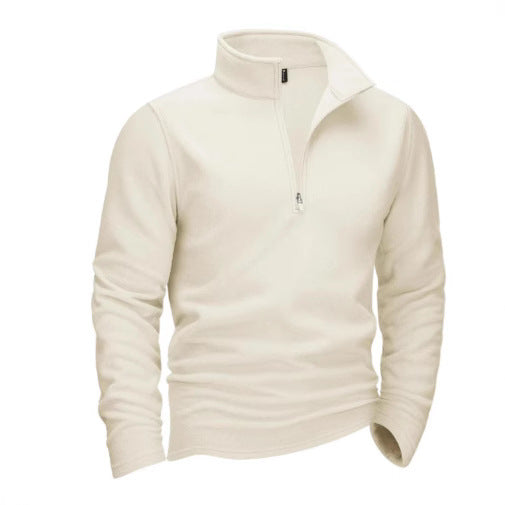 Zipped Stand Collar Fleece Men's Warm Sweater