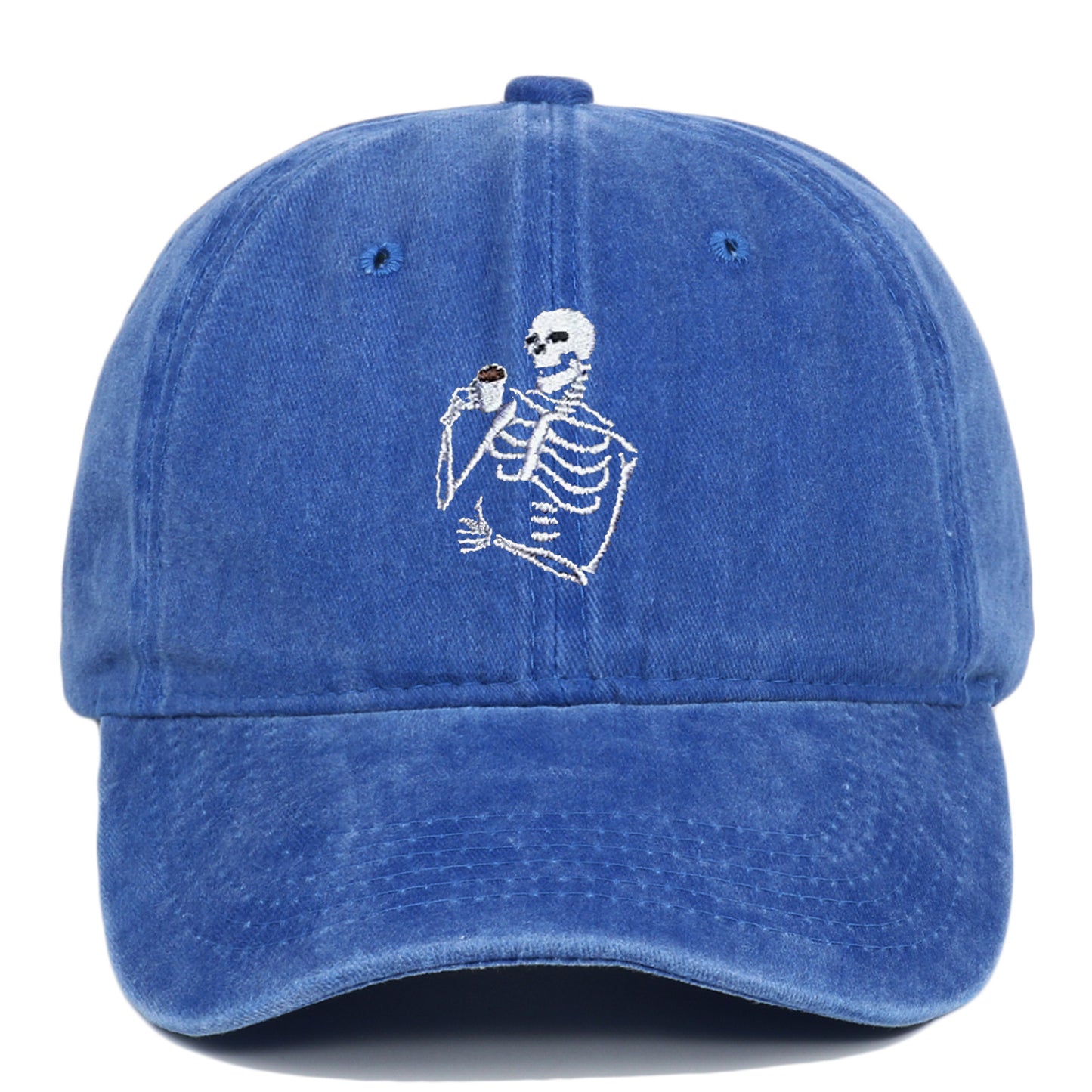 Skull Tea Embroidery Baseball Vintage Distressed Washing Cap