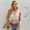 Women's White Crochet Hollow Suspender