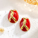 Vintage Egg Surface Enamel Enamel Earrings Women