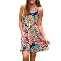 European And American Printed Sleeveless Printed Dress