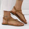 New Casual Flat Flip-toe Beach Plus Size Rhinestone Sandals