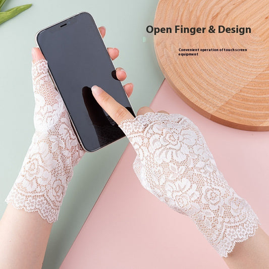 Summer Scar Cover Up Lace Short Gloves Women's Thin