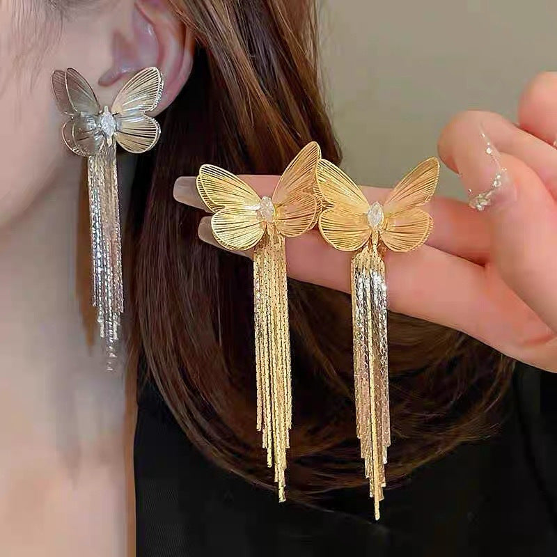 Butterfly Tassel Niche Creative Stud Earrings