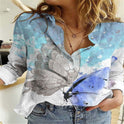 Women's Long Sleeve Lapel Geometric Print Fashion Casual Cardigan