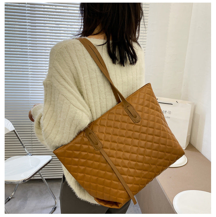 Diamond Check Bag Women's Shopping Bag Shoulder Underarm Bag