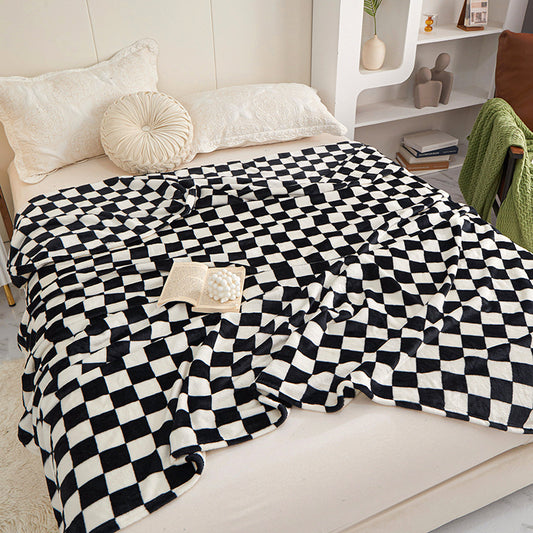 Chessboard Flannel Blanket Thickened Milk Flannel Blanket