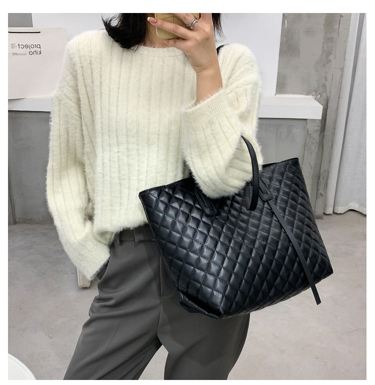 Diamond Check Bag Women's Shopping Bag Shoulder Underarm Bag