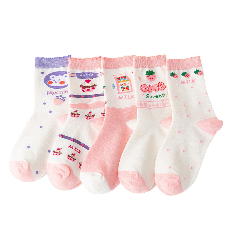 Mid-calf Autumn And Winter Pure Cotton Cartoon Cute Thigh High Socks