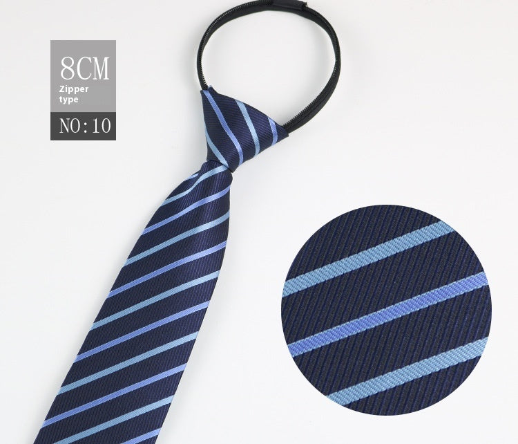 Black Men's Tie Striped Blue Business Tie Lazy Zip Tie In Stock Wholesale Pull Peels