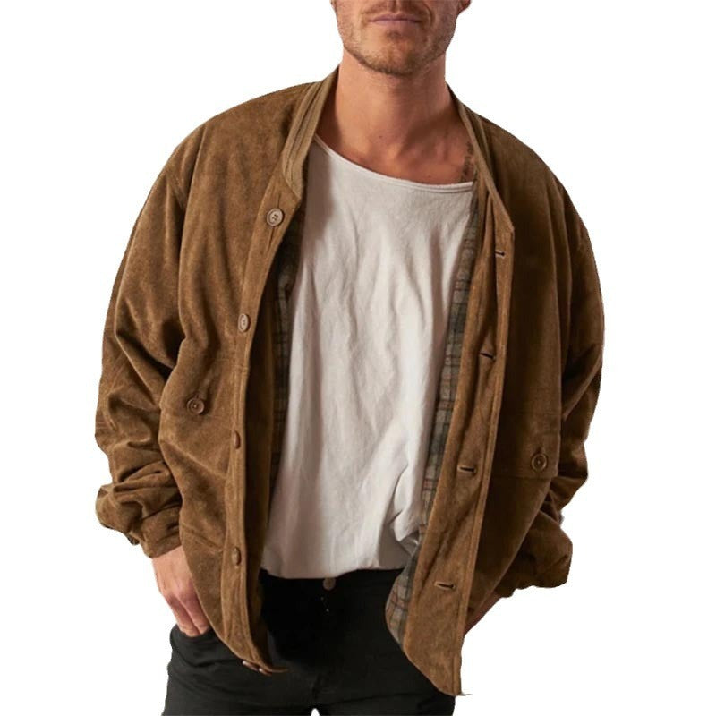 Maillard Suede Coat Men's Solid Color Casual Men's Jackets