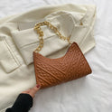 Pleated Chain Baguette Shoulder Underarm Bag