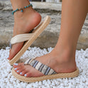 Hemp Rope Platform Knitted Belt Flip-toe Sandals